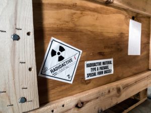 A radioactive sign on a crate